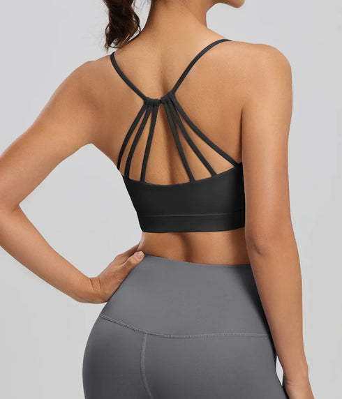 Six-string Cross Back Sport-BH für Damen – Sommer dünner Stil Spandex/Polyester UV-Schutz Geeignet für Yoga und Fitness