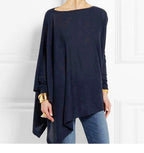Baumwolle unregelmäßige Damen Blusen Hemd 2022 Herbst weibliche feste Pullover Tops lässig O-Ausschnitt Langarm Bluse Damen Tunika Blusen