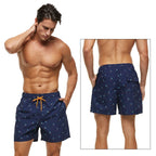 DATIFER Sommer Neue Mode Polyester Herren Shorts Strand Schnell Trocknend Bedruckte Badeshorts Übergröße Mesh-Futter Surf-Fitnessshorts Herren