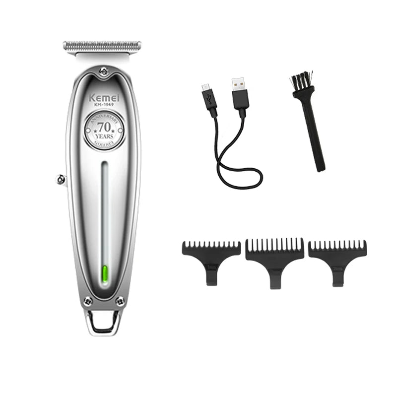Kemei 1949 Ganzmetall-Haarschneider Professioneller Clipper für Friseure Wiederaufladbarer Elektrischer Herren-Bartrasierer Haarschneidemaschine