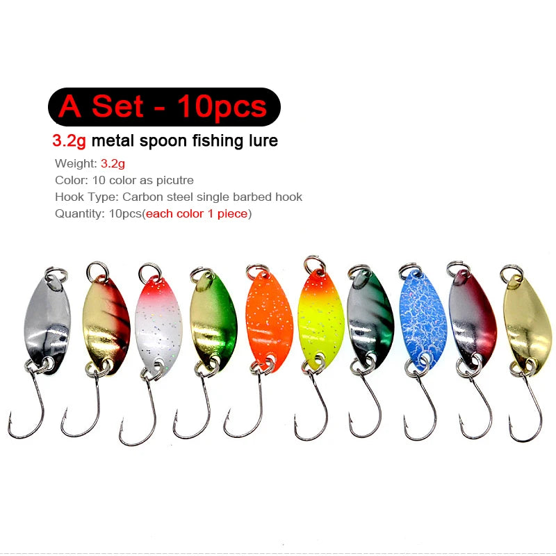 7/9/10 Stück Forellenköder 2,5g/2,6g/3g/3,2g/3,5g/5g Metalllöffel Angelköder Wobbler Casting Jigging Angelzubehör Pesca Döbel