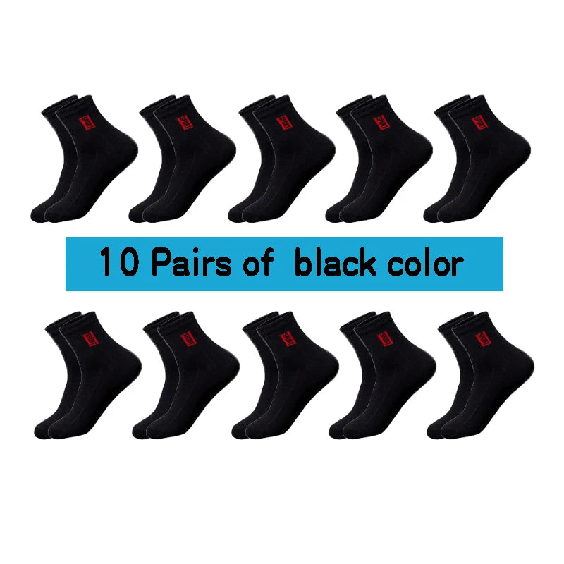20 Stück = 10 Paar hochwertige Herrensocken aus Baumwolle, atmungsaktiv, schweißabsorbierend, mittellang, schwarze Socken, Deodorant, Business-Herren-Geschenk-Socken