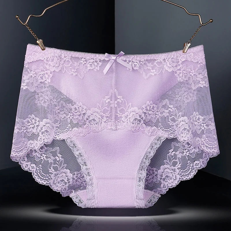 7 Stück Baumwoll-Damenunterwäsche, Spitze, transparente Höschen, bequeme, antibakterielle Übergrößen-Hosen, weibliche sexy Dessous