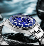 ADDIESDIVE Herren-Uhr klassisch mit Keramiklünette 200m wasserdicht Freizeit Quarz-Uhr BGW9 Blaue Leuchtzeiger Geschenk-Uhr MY-H3-2