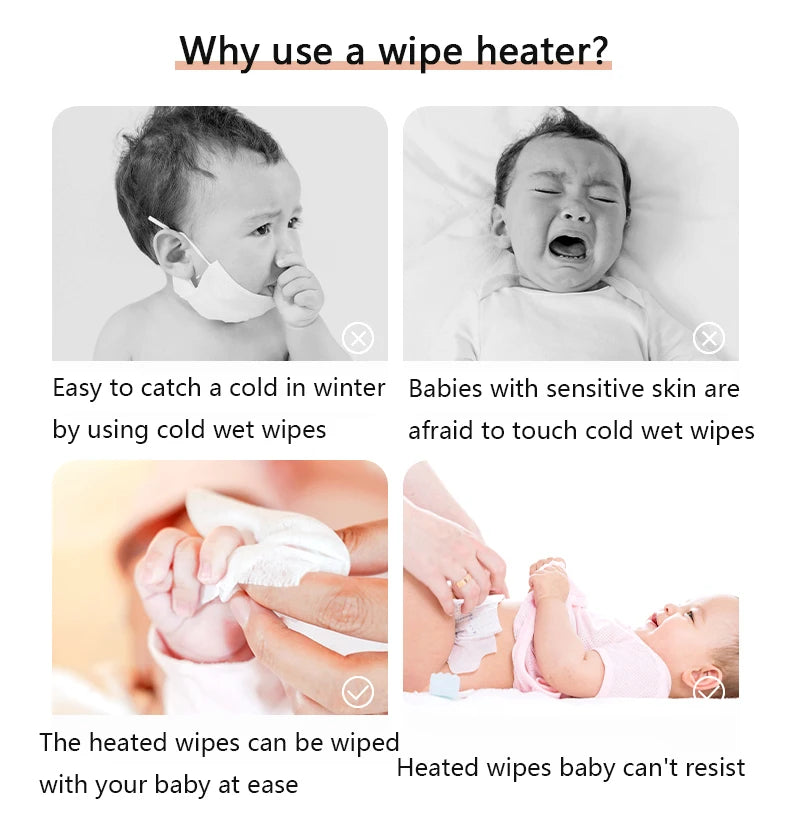 DMWD Haushalt Feuchttücherwärmer Elektrischer Baby-Feuchttuchwärmer Tragbare Heizbox Feuchttuchspender Thermostat 45–55 ℃ 220