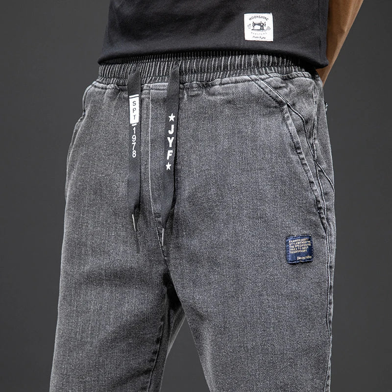 Frühling Sommer Schwarz Blau Cargo Jeans Herren Streetwear Denim Jogger Hosen Herren Baggy Harem Jean Hosen Übergröße