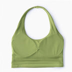 Benutzerdefiniertes Logo vorne/hinten, leichter, rückenfreier Fitness-Trainings-Halter-BH, Workout-Yoga-Activewear Sport-BH für Frauen