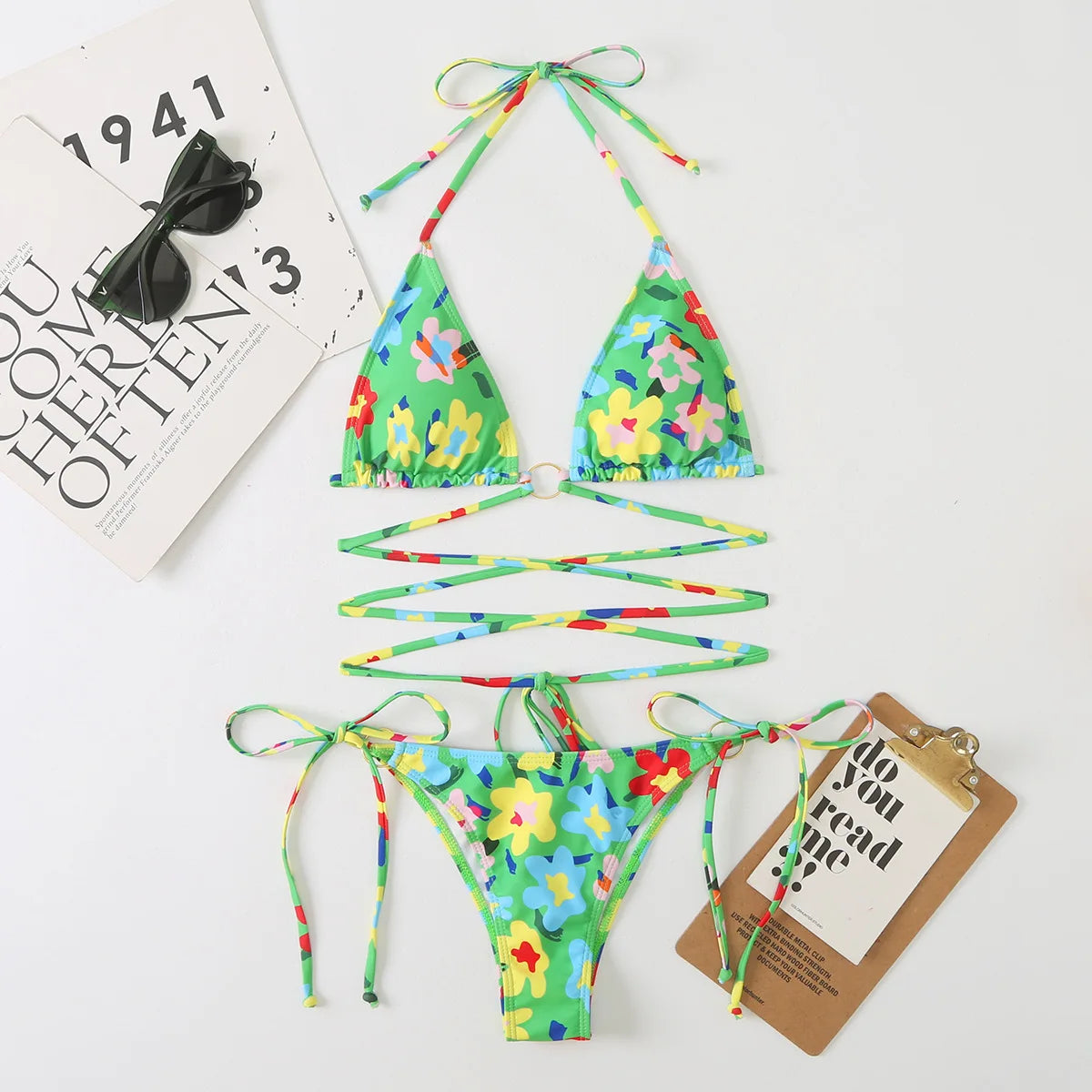Kostenloser Versand Trägerlose Bandeau-Badeanzüge Buntes Camouflage-Muster Chicas En Bikini Guapas Hot Super Micro Bikini Logos