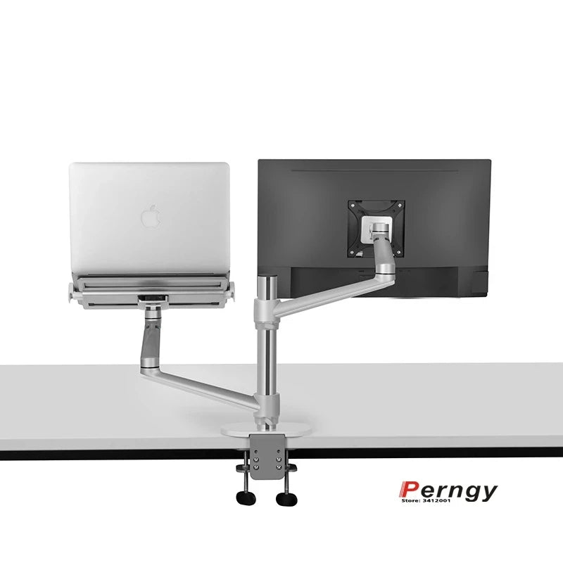 OL-3L aluminum silver Ergonomics 10"-17" desk laptop stand 32" monitor desktop bracket computer mount full motion column bar Hauptbild