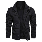 MAGCOMSEN Herren Fleecejacken Windbreaker Mäntel Herbst Winter Thermo Bomberjacken Multi-Taschen Stehkragen Motorradjacke