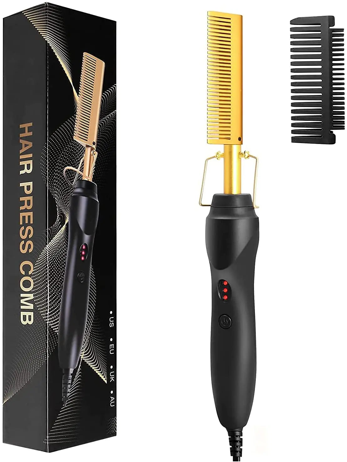 2 in1 Hot Comb Hair Straightener Electric Heating Comb Fast Heating Portable Travel Anti-Scald Beard Straightener Press Comb Hauptbild