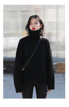 CHIC VEN Koreanischer Damen Pullover Lockerer Rollkragenpullover Warme Einfarbige Pullover Strickwaren Basic Female Tops Herbst Winter 2022