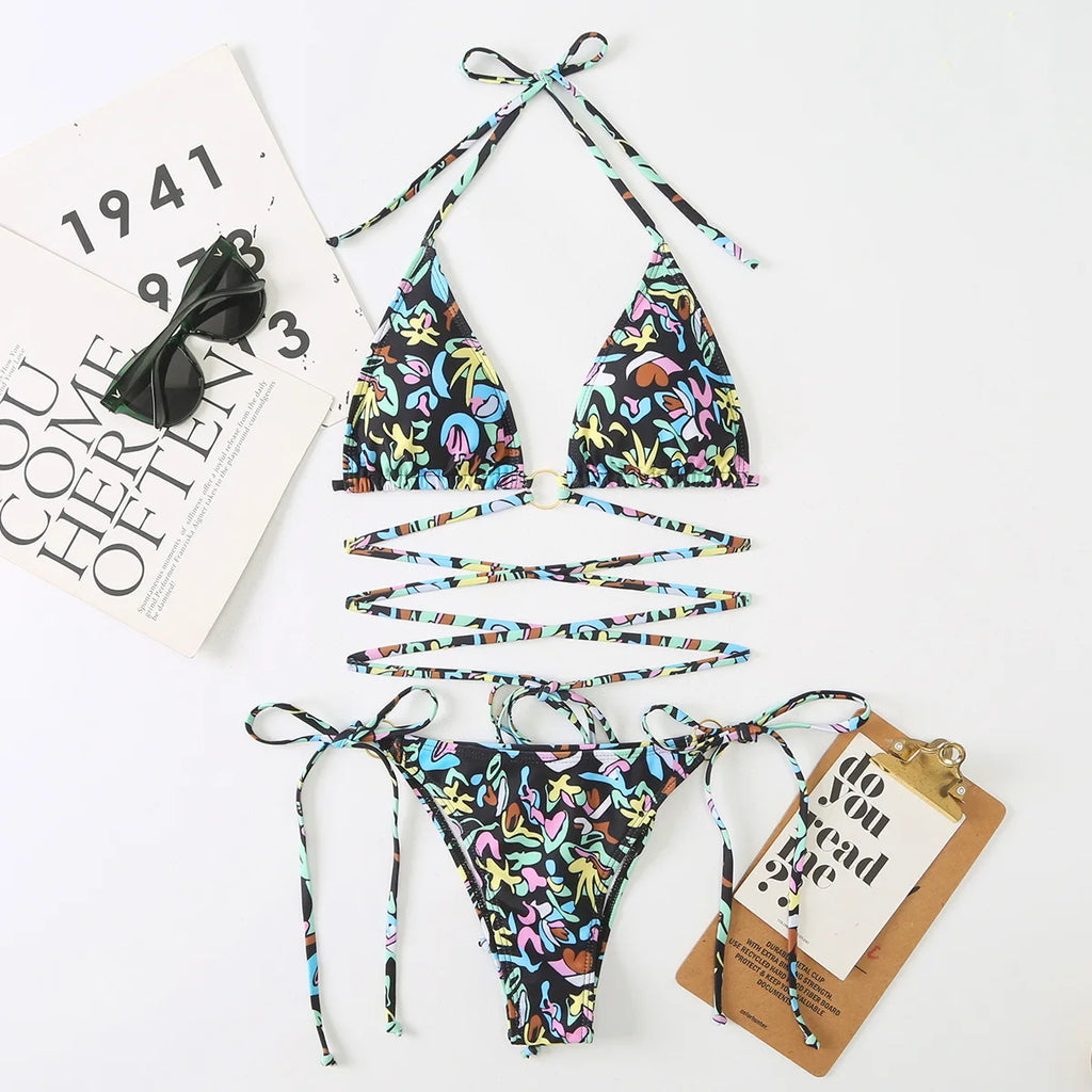 Kostenloser Versand Trägerlose Bandeau-Badeanzüge Buntes Camouflage-Muster Chicas En Bikini Guapas Hot Super Micro Bikini Logos