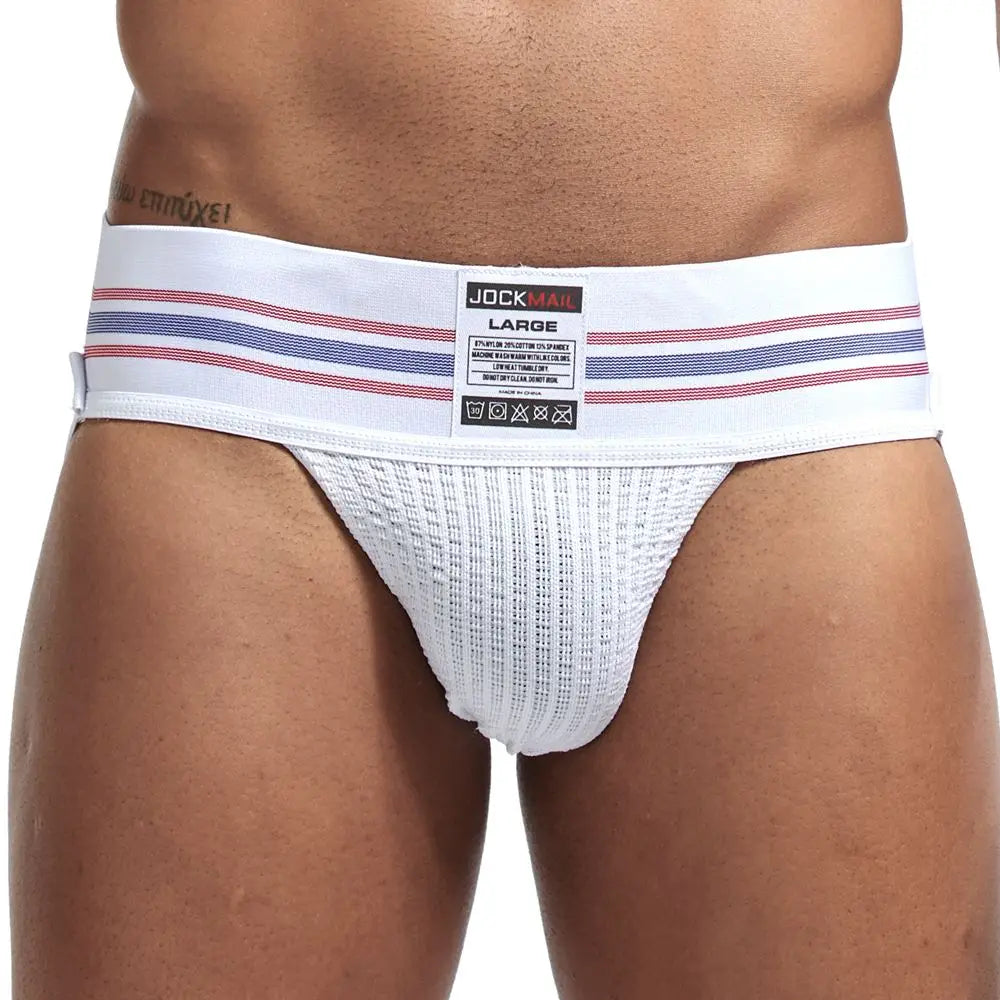 JOCKMAIL sexy Herren Unterwäsche Jockstrap Homme Herren Jockstrap Unterwäsche Herren String Jockstrap Gay Jockstrap Baumwolle Atmungsaktiv weiß