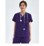 V-Ausschnitt Medizinische Uniform Sets für Damen Dreieckiger Ring Melange Schmale Stilloutfits Zahnärztliche Krankenhaus Arbeitsanzüge 202