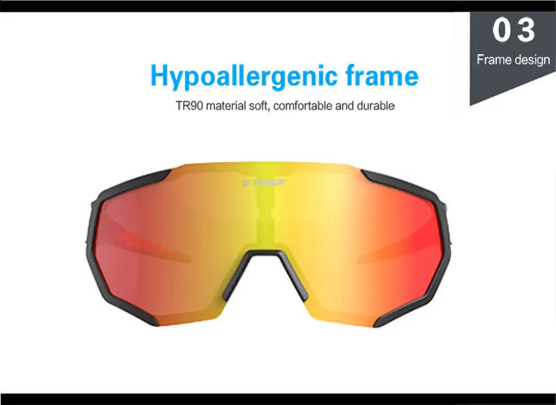 X-TIGER Radsportbrille Polarisierte Brille Fahrradbrille Sport Herren Photochrome Sonnenbrille MTB Rennrad Brille 3/5 Gläser