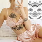 Lotus Henna Mandala Chest Temporary Tattoos For Women Underboob Adult Butterfly Turtle Lion Fake Tattoo Sexy Waterproof Tatoos