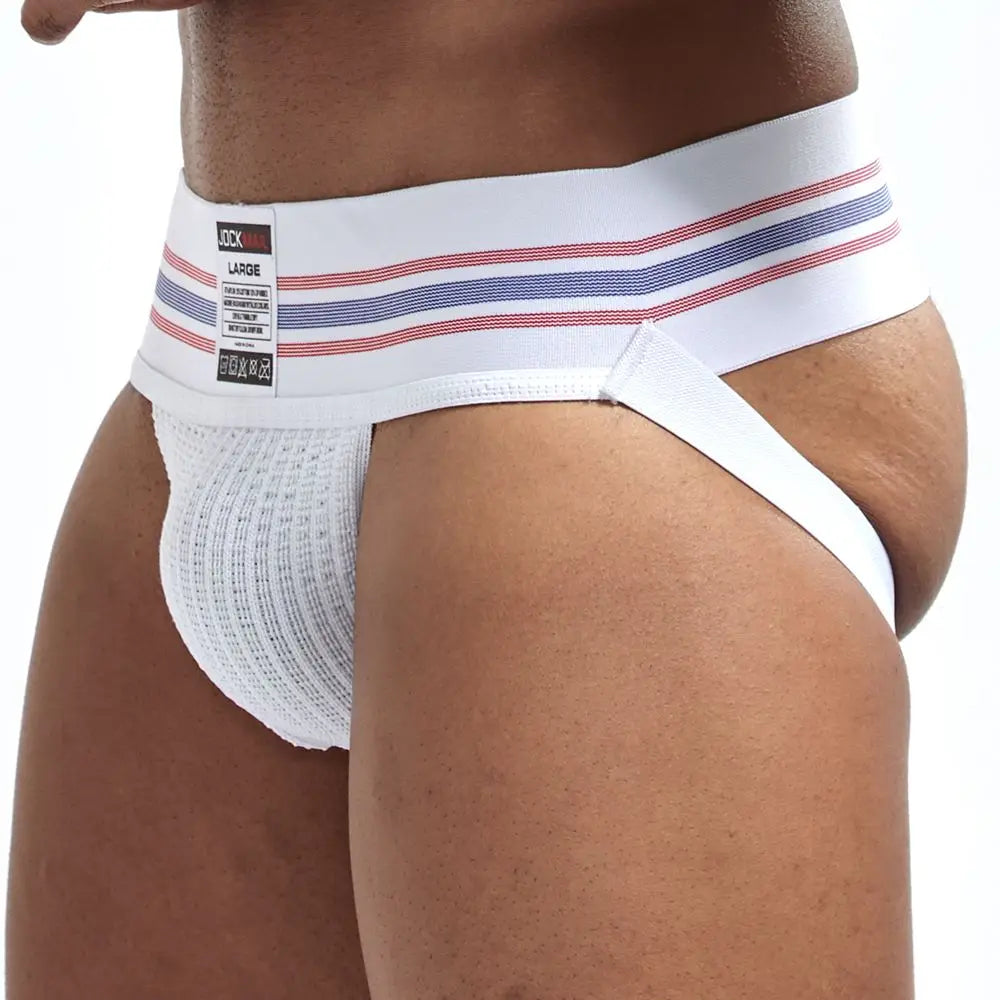 JOCKMAIL sexy Herren Unterwäsche Jockstrap Homme Herren Jockstrap Unterwäsche Herren String Jockstrap Gay Jockstrap Baumwolle Atmungsaktiv weiß