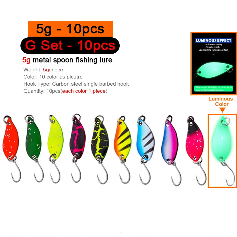 7/9/10 Stück Forellenköder 2,5g/2,6g/3g/3,2g/3,5g/5g Metalllöffel Angelköder Wobbler Casting Jigging Angelzubehör Pesca Döbel