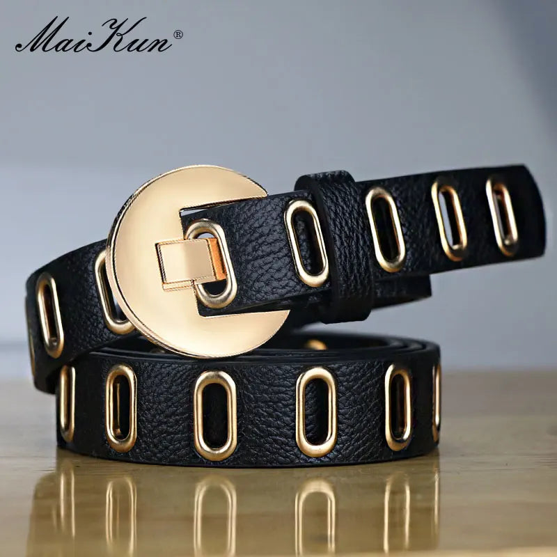 Maikun New Grunge Women Belt Adjustable Hole Grunge Punk  Belts for Women Alloy Pin Buckle PU Leather Belt  Hauptbild