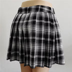 Sommer Harajuku Punk-Stil Karierte unregelmäßige Röcke Damen Asymmetrische High-Waist Schwarze Röcke Plissierte Mädchen Gothic Halbröcke
