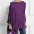 Baumwolle unregelmäßige Damen Blusen Hemd 2022 Herbst weibliche feste Pullover Tops lässig O-Ausschnitt Langarm Bluse Damen Tunika Blusen