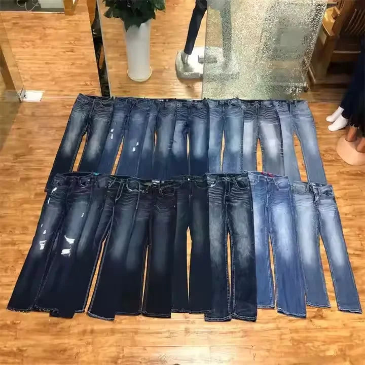 Großhandel mittelhohe Taille Herren Straight Jeans Mixed Denim Gute Qualität Sommer Freizeitstil Washed Craft