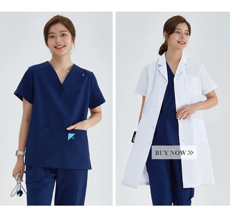 V-Ausschnitt Medizinische Uniform Sets für Damen Dreieckiger Ring Melange Schmale Stilloutfits Zahnärztliche Krankenhaus Arbeitsanzüge 202