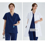 V-Ausschnitt Medizinische Uniform Sets für Damen Dreieckiger Ring Melange Schmale Stilloutfits Zahnärztliche Krankenhaus Arbeitsanzüge 202