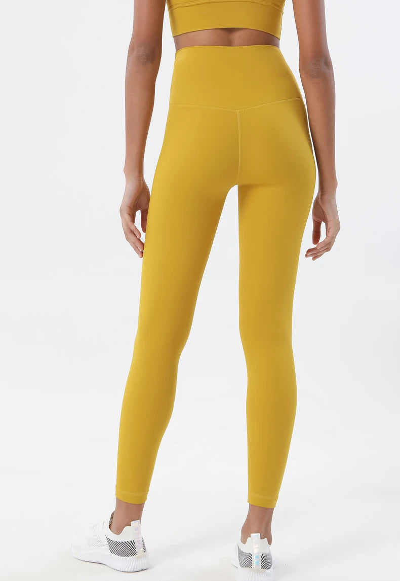 SOISOU Nylon Yogahosen Gym Leggings Damen Mädchen Fitness Weiche Strumpfhosen Hohe Taille Elastisch Atmungsaktiv Keine T-Linie Sporthosen