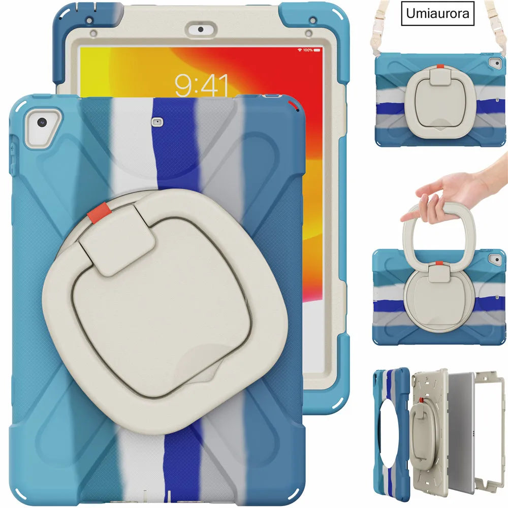 Für iPad 7., 8., 9., 10.2, 10. Generation Air 2 3 4 5 10.9 Mini 6 9.7 Pro 11 12.9 2022 Hülle Rotation Griffständer Kinder Stoßfeste Abdeckung