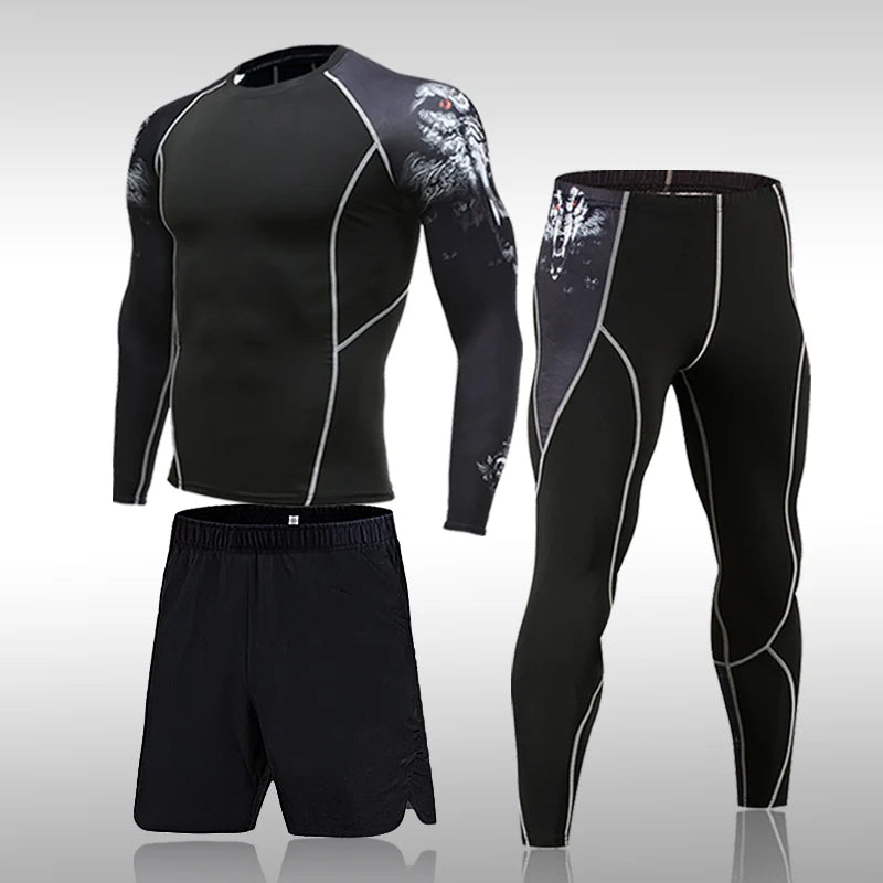 Herren Kompressions-Sportanzug Schnelltrocknend Schweißableitend Fitness Training MMA Kit Rashguard Herren Sportbekleidung Jogging Laufbekleidung