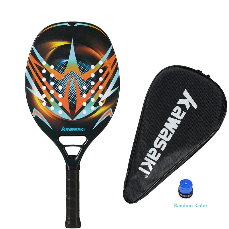 Kawasaki Padel Tennis Schläger aus Carbonfaser mit weichem EVA-Kern, inklusive Padel-Tasche und Hülle, Power Beach Tennis Padel