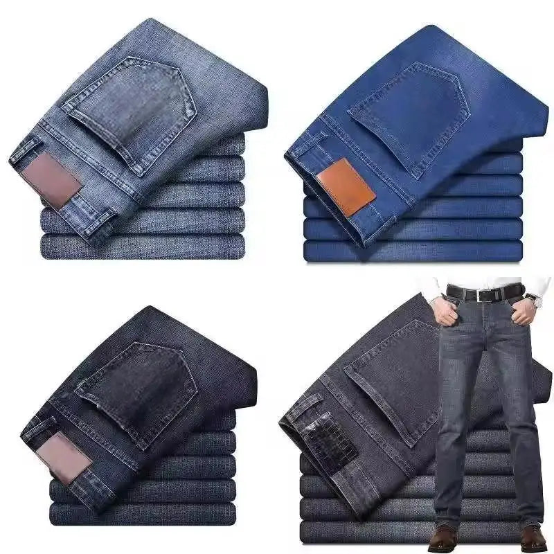 Großhandel mittelhohe Taille Herren Straight Jeans Mixed Denim Gute Qualität Sommer Freizeitstil Washed Craft Zweitbild