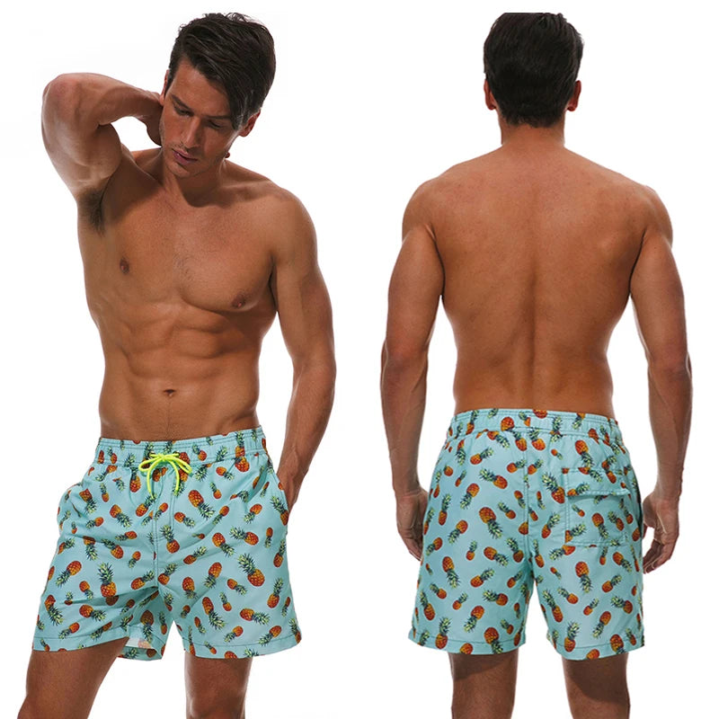 DATIFER Herren Sport-Badeshorts im neuen Stil Polyester-Druck Fitness-Badehose Surfen Badehose Badebekleidung