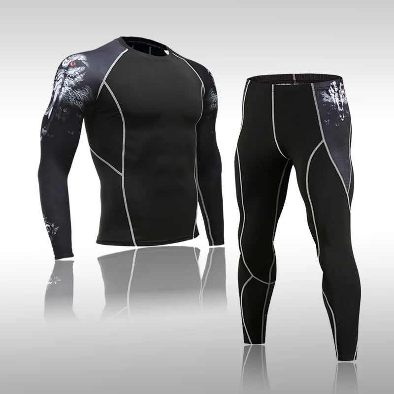Herren Kompressions-Sportanzug Schnelltrocknend Schweißableitend Fitness Training MMA Kit Rashguard Herren Sportbekleidung Jogging Laufbekleidung