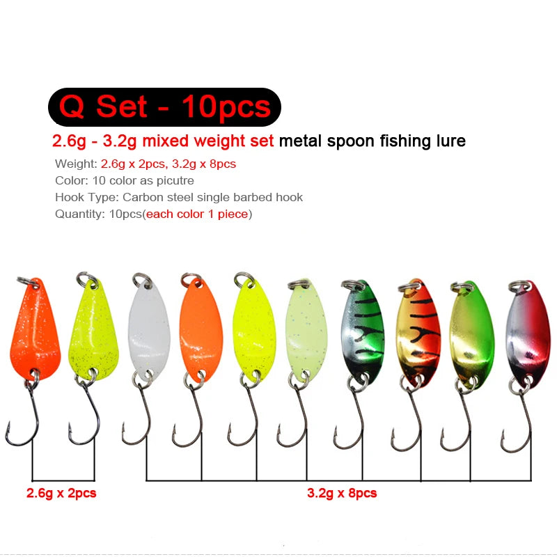 7/9/10 Stück Forellenköder 2,5g/2,6g/3g/3,2g/3,5g/5g Metalllöffel Angelköder Wobbler Casting Jigging Angelzubehör Pesca Döbel