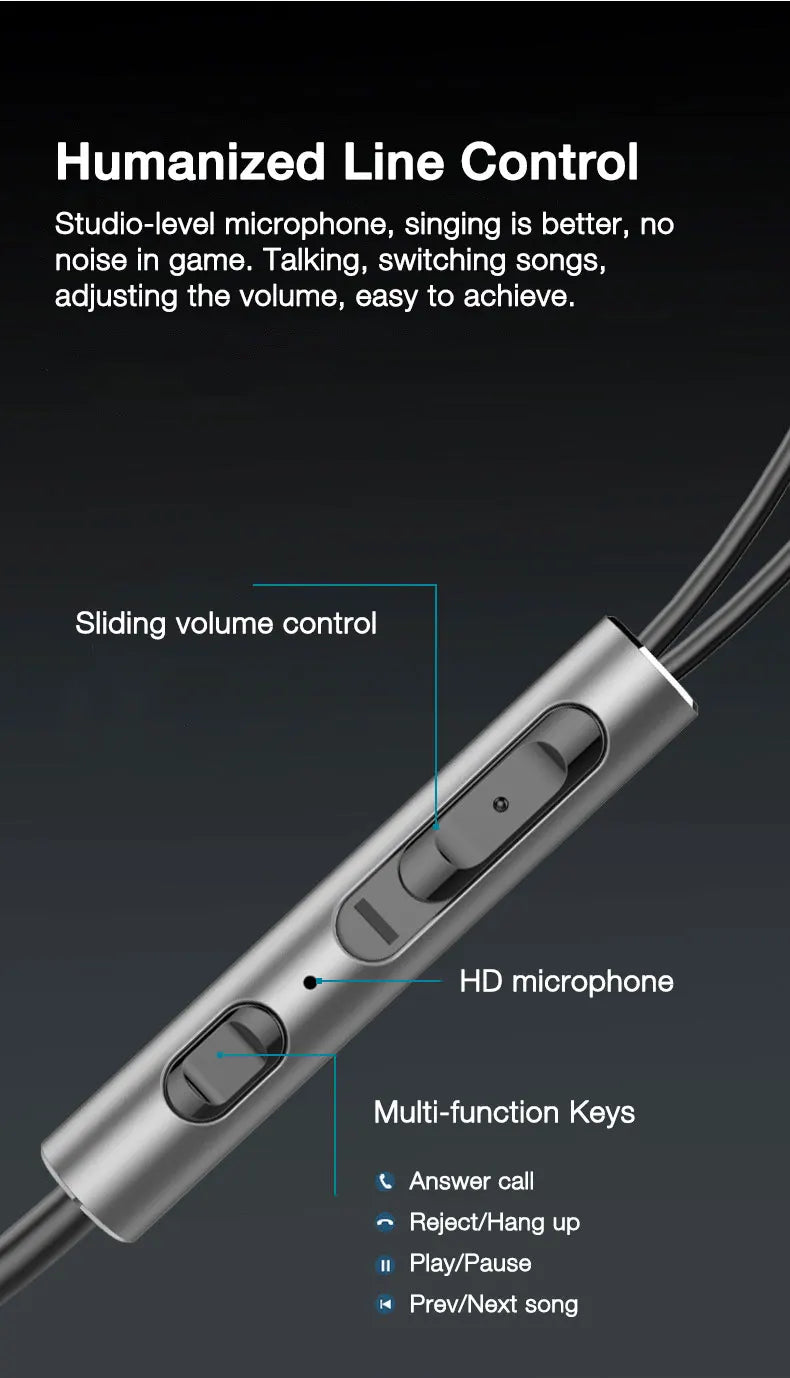 EARDECO 8 Kerne Kabelgebundene Kopfhörer Ohrhörer Bass In-Ear-Kopfhörer mit Mikrofon Ohrhörer Ohrstöpsel Handy-Headset Dynamischer Stereo