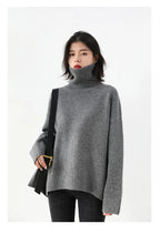 CHIC VEN Koreanischer Damen Pullover Lockerer Rollkragenpullover Warme Einfarbige Pullover Strickwaren Basic Female Tops Herbst Winter 2022