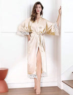 2019 Neue Seidensatin-Spitzenroben Brautjungfern- und Brautroben Hochzeits-Morgenmantel Bademantel Damenrobe Dessous-Robe