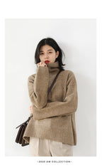 CHIC VEN Koreanischer Damen Pullover Lockerer Rollkragenpullover Warme Einfarbige Pullover Strickwaren Basic Female Tops Herbst Winter 2022