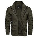 MAGCOMSEN Herren Fleecejacken Windbreaker Mäntel Herbst Winter Thermo Bomberjacken Multi-Taschen Stehkragen Motorradjacke