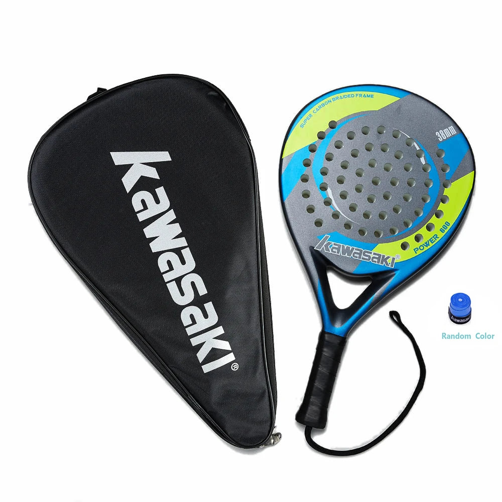 Kawasaki Padel Tennis Schläger aus Carbonfaser mit weichem EVA-Kern, inklusive Padel-Tasche und Hülle, Power Beach Tennis Padel
