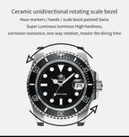 ADDIESDIVE Herren-Uhr klassisch mit Keramiklünette 200m wasserdicht Freizeit Quarz-Uhr BGW9 Blaue Leuchtzeiger Geschenk-Uhr MY-H3-2