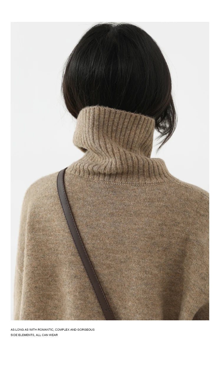 CHIC VEN Koreanischer Damen Pullover Lockerer Rollkragenpullover Warme Einfarbige Pullover Strickwaren Basic Female Tops Herbst Winter 2022
