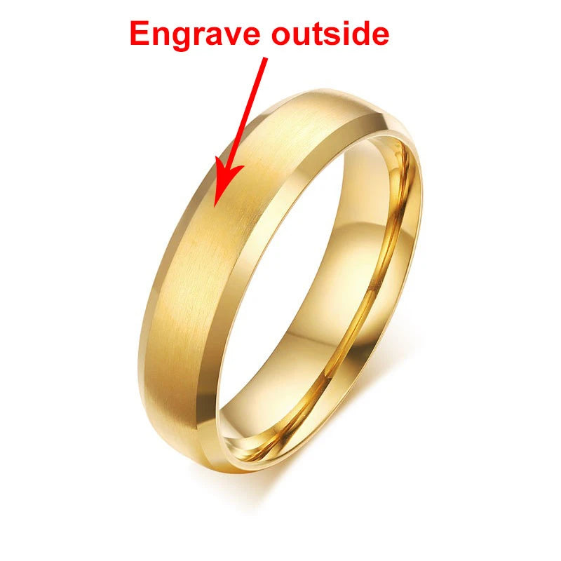 Vnox Personalisierter Edelstahlring mit abgeschrägter Kante und gebürsteter Mitte für Herren und Damen, schwarzer Ehering, individueller Namensbuchstaben-Datum-Ring