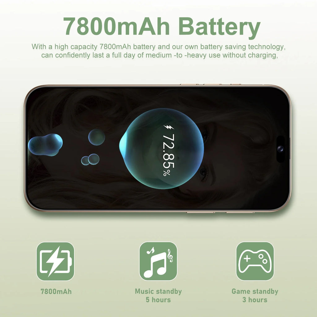 Neues I16 Pro Max grenzüberschreitendes exklusives 5G-Telefon, 7,3-Zoll-Bildschirm, Android 15.0, Dual-SIM, Auslandsversion, Direktvertriebsquelle