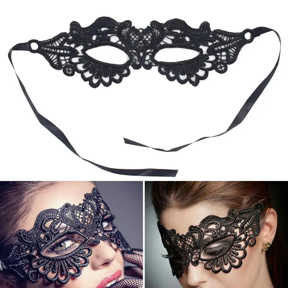 Damen Karnevalsmaske Hohle Spitze Maskerade Gesichtsmaske Prinzessin Abschlussball Party Requisiten Schwarze Augenmaske Halloween Kostüm für Frauen Zweitbild