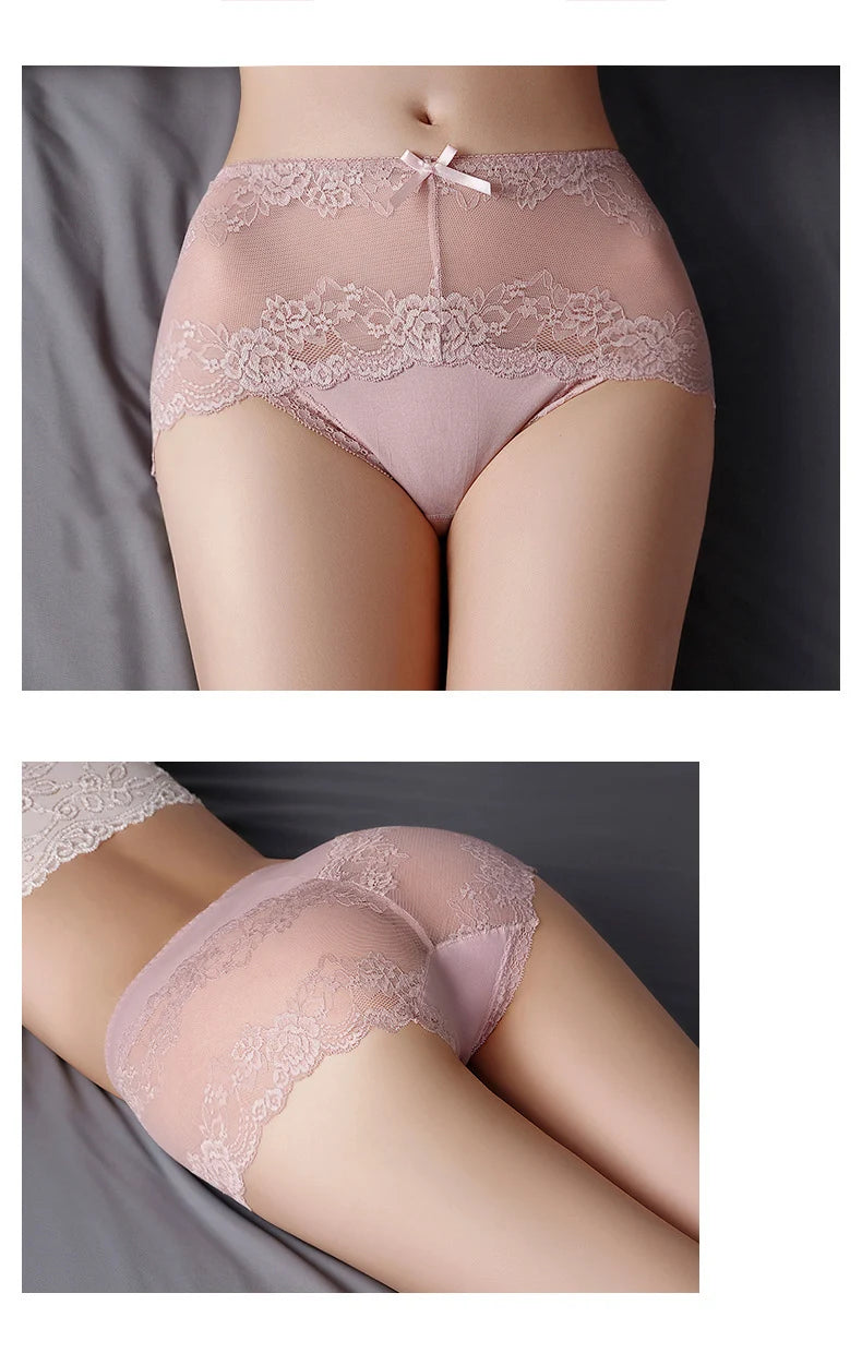 7 Stück Baumwoll-Damenunterwäsche, Spitze, transparente Höschen, bequeme, antibakterielle Übergrößen-Hosen, weibliche sexy Dessous