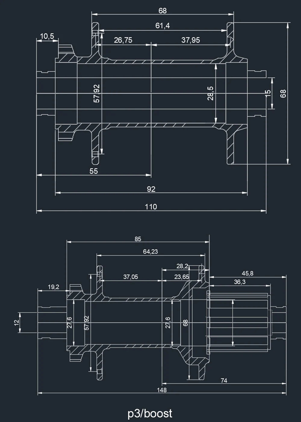 ZTTO MTB 6 Sperrklinken Scheibenbremse 148 Naben Boost 32 Loch P3 VS DT 370 xm490 12x148 15x110 32h Maza 141x10 QR Steckachse Abgedichtetes Lager